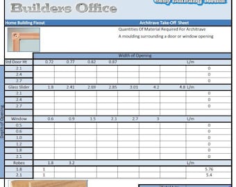 Construction Template For Sale - Skirting Building Take off sheet [Quantities Required For Skirting]- Ideal for Home Builders and Tradesman