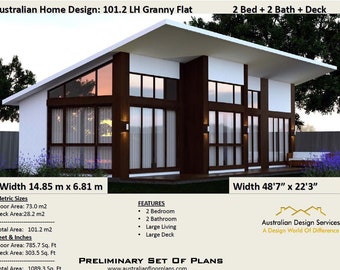 Small 2 Bedroom House Plan 101 2 M2 Or 1089 Sq Foot Small And Etsy
