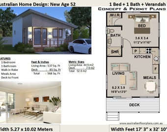 Small House Plan 49 Nikara 529 Sq Foot 49 2 M2 1 Bedroom Etsy