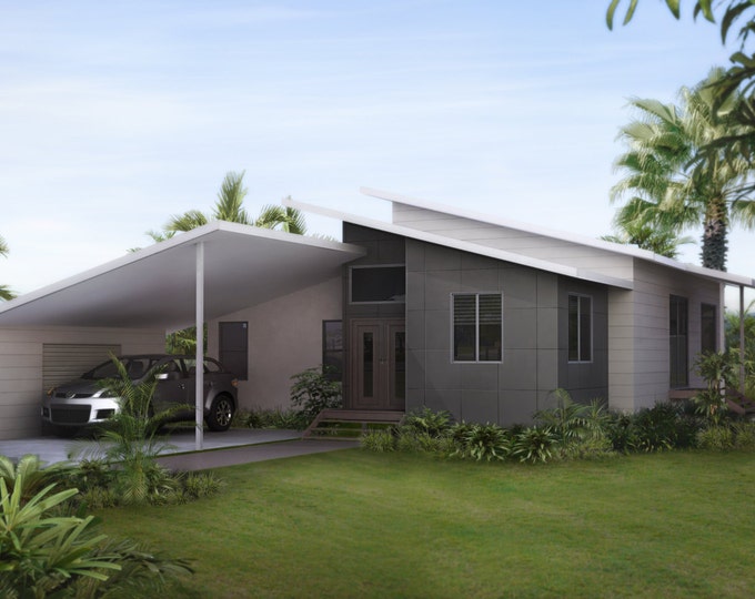 242m2 | 4 Bedrooms | 3 Bedrooms - Split Level Floor Plan | 3 bedroom  carport plans | 3 bed Home Pier and beam house plans Metric Version