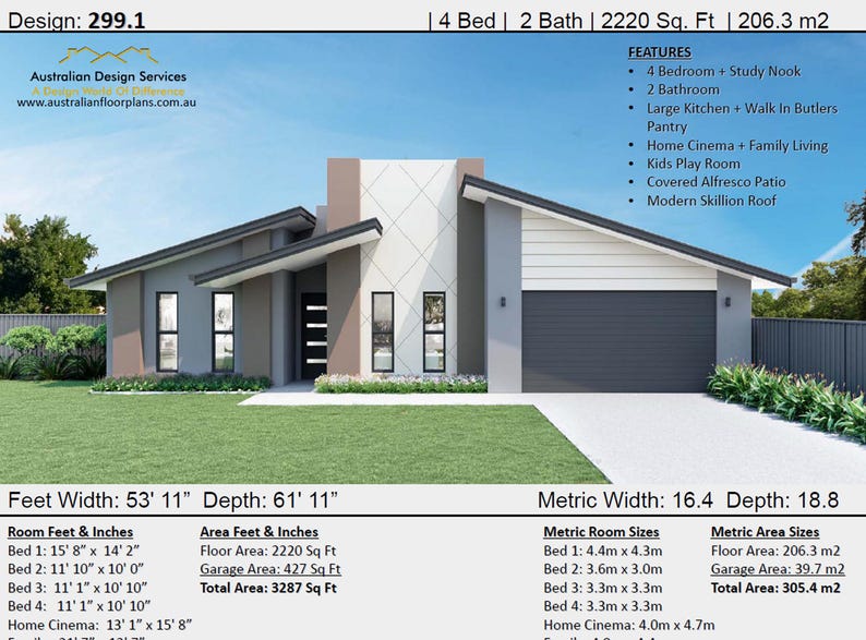 Modern 4 Bedroom House Plans for Sale | Contemporary Home Designs | PDF ...