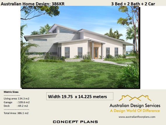 386kr House Plans 3 Bedroom 2 Bath 3 Bed Room House Etsy