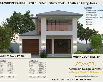 208 m2 | 2247 sq. feet | 2 Storey house design | two storey floor plans | 2 story home design | modern 2 storey |  Narrow Lot 2 storey house