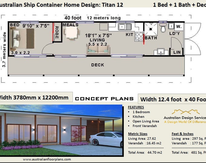 Crazy Sale Price Last Day ! |  Shipping Container Home | Container Home | Container Home Plans| 481 Sq. Foot or 45 m2 | Concept Plans Sale