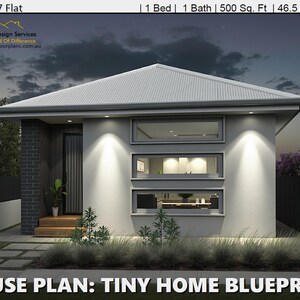 SELF CONTAINED STUDIO / Granny Flat- Small and Tiny House Plan, guest house design, Concept House Plans-Living Area 509 sq. feet or 47.35 m2