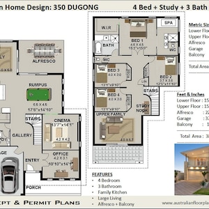 3853 sq feet|358 m2 |4 Bed + Study + office | 2 Storey design | two storey plans | 2 story home|modern 2 storey plans  | 2 storey blueprints