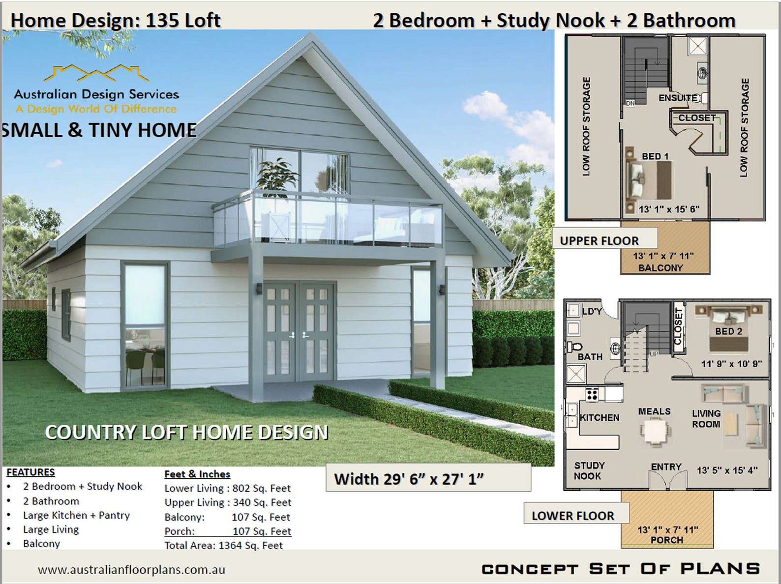 Small Home Design Country Loft 2 Bedroom 2 Bathroom House | Etsy