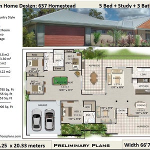 67x44 House-- 4-Bedroom 2-Bath -- 1,795 sq ft -- PDF Floor Plan -- Instant Download – 198KR