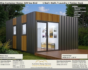 Shipping Container Granny Flat house plans | House Plans  Container  home | Best Selling 1 Bedroom Container Home