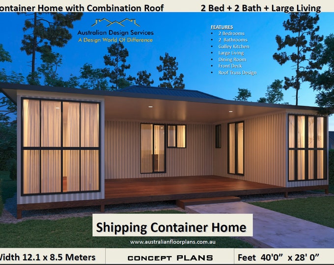 Shipping Container Home with Combination Roof house plans | House Plans  Container  home | Best Selling 2 Bedroom Container Home