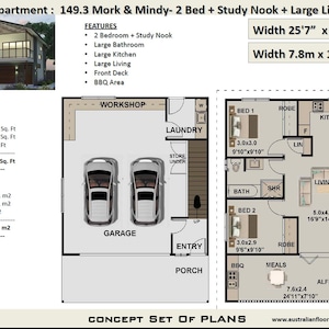 2 slaapkamers + studeer garage appartement plattegrond Oppervlakte 149,3 m2 |  1606 vierkante voet |  Garage Appartement | Koetshuis |  Huisplannen met 2 slaapkamers te koop