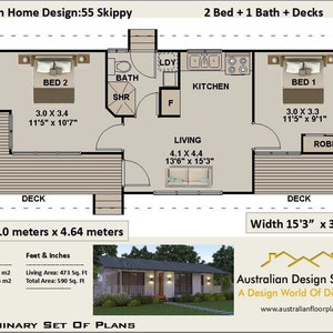 55 m2  or 592 sq foot | 2 bedroom small home design | homestead 2 bedroom | Small &Tiny  House Plan - Concept House Plans For Sale