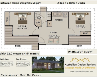 55 M2 Or 592 Sq Foot 2 Bedroom Small Home Design Homestead Etsy Australia