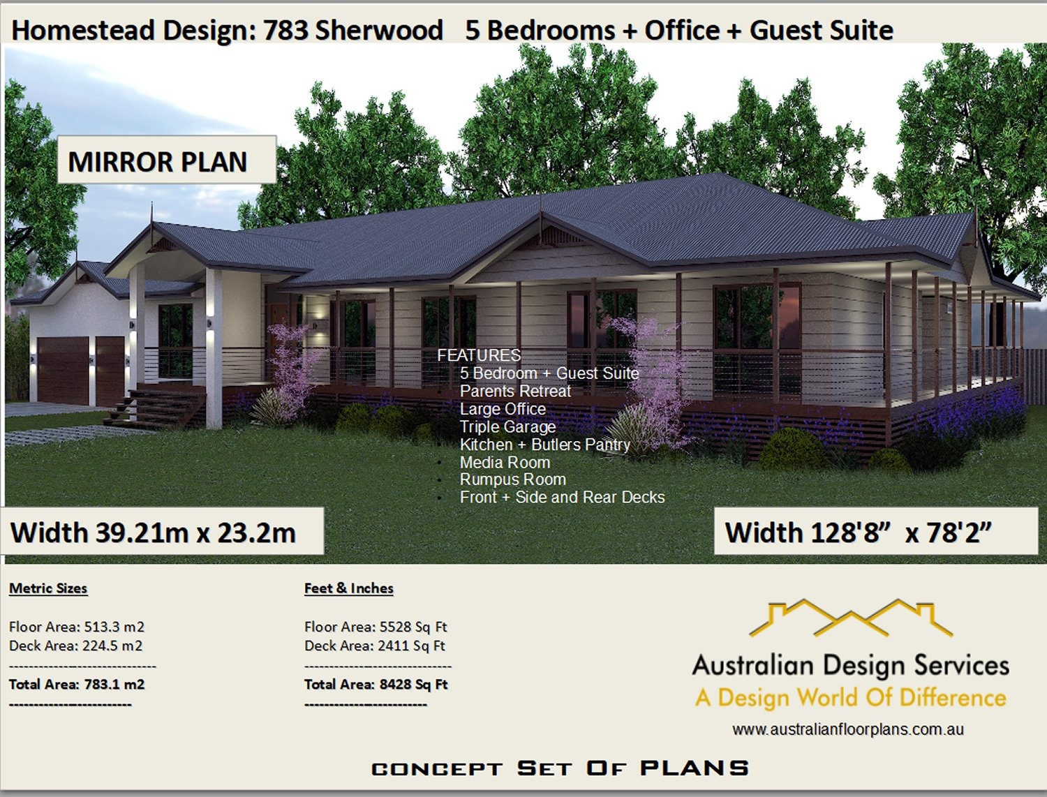 783 m2 8428 sq foot 6 Bedroom house plan 783 Sherwood Concept House Plans For Sale Homestead House Plan modern farmhouse