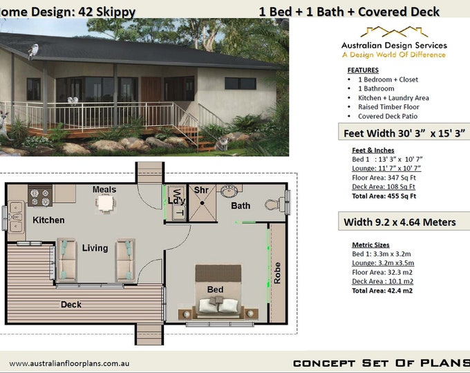 Small and Tiny Home Plan |  1 Bedroom Small home design |  455 Sq. Feet |  42.4 m2  |  Concept House Plans