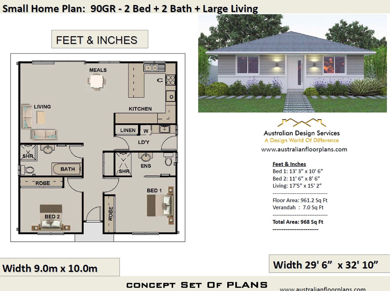 How Many Square Feet Is A Small 2 Bedroom House