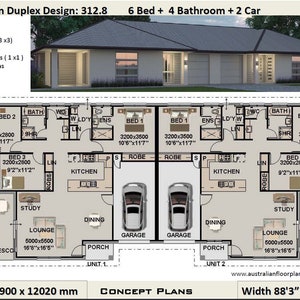 312.8 m2  or 3366 Sq. Foot | 6 Bedrooms corner duplex design | 6 Bedrooms duplex plans | 6 bedroom duplex | modern duplex | Building Plans
