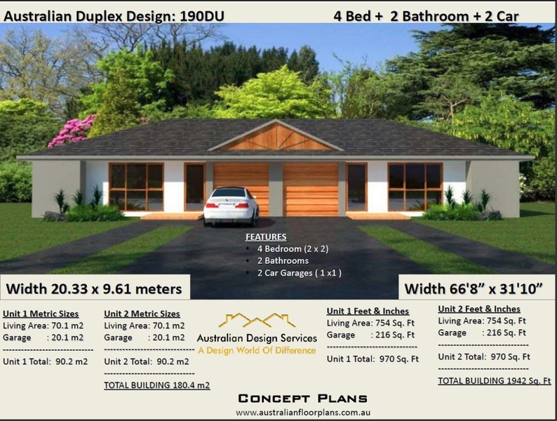 1942 Sq Foot Or 190 M2 4 Bedrooms Duplex Design 2 X 2 Etsy