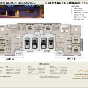 348.64 m2  or 3752 Sq Foot | 6 Bedrooms  6 Bathrooms Duplex plans | 6 bedroom duplex | modern duplex House Plans Sale