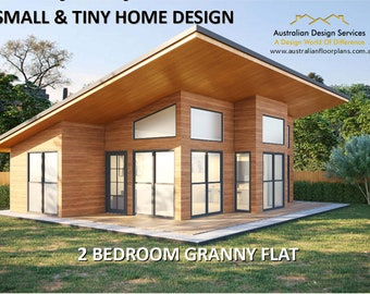 GRANNY FLAT - Small and Tiny Home Design 62m2/ 670 Sq. Feet  - Country 2 Bed House Plans For Sale