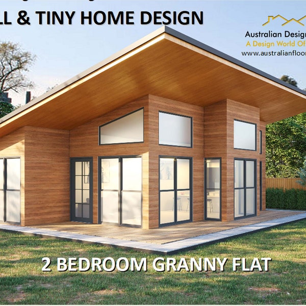 GRANNY FLAT - Small and Tiny Home Design 62m2/ 670 Sq. Feet  - Country 2 Bed House Plans For Sale