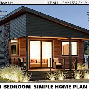 Small House Plan 52 New Age: The Perfect 1 Bedroom Home Design/ Small House Floor Cabin Cottage plans / 1 Bedroom Building Plans 52 New Age