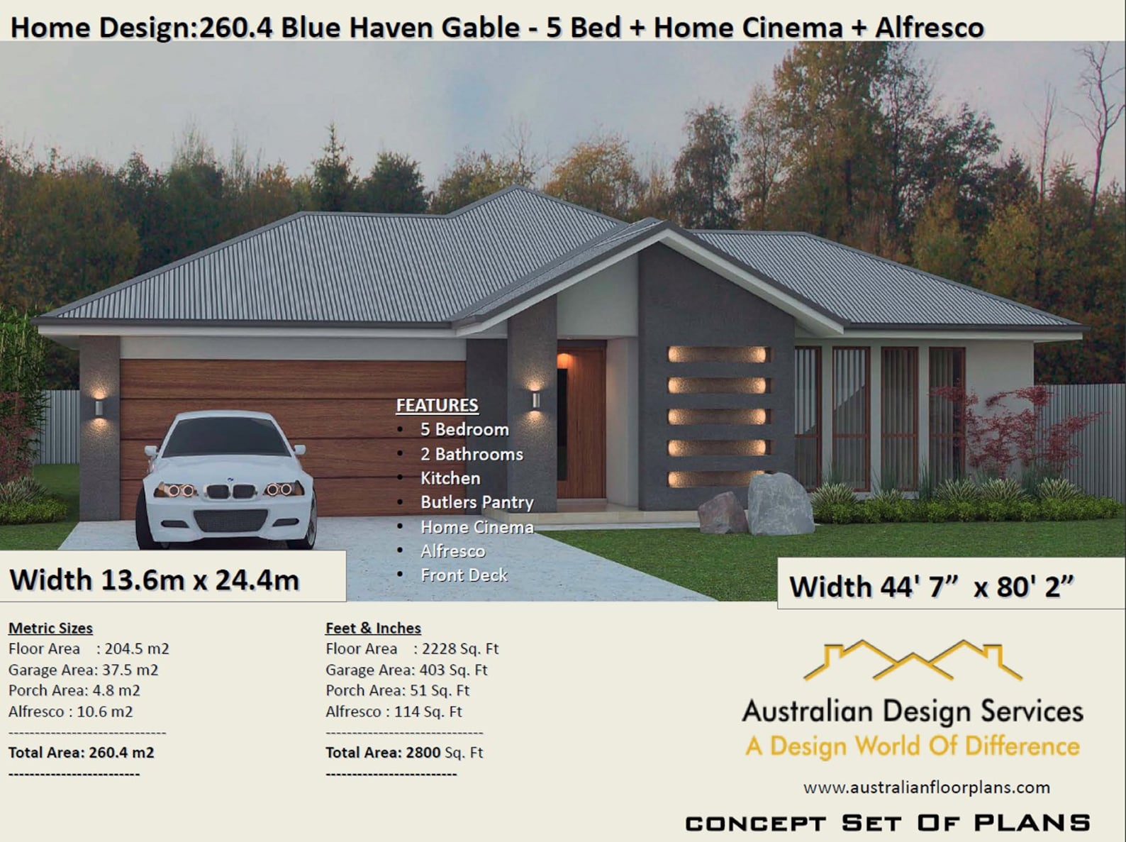 5 Bedroom House Plans 260.4 M2 or 2800 Sq. Feet 5 Bedroom Design