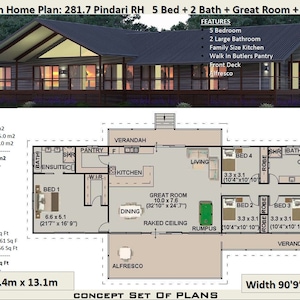 281 m2 | 3024 sq foot  |  5 Bedroom house plan 281.7 Pindari  |  Concept House Plans For Sale