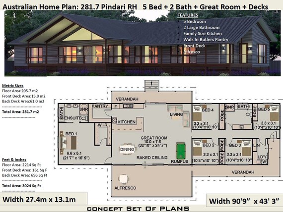 281 M2 3024 Sq Foot 5 Bedroom House Plan 281 7 Pindari Concept House Plans For Sale