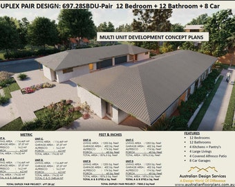 4 Family Duplex plans  | 12 Bed duplex design | modern duplex | #Australian Duplex | #dual  #duplex design #Concept House Plans For Sale