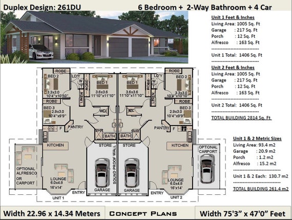 6 Bedrooms Duplex Design 2814 Sq Foot Or 261 M2 Dual Etsy