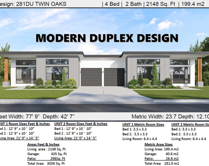 4 Bedroom Duplex Best Selling house plans | 2 Family House Plan