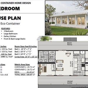 Construction House Plan #100.8: Innovative 3-Bedroom Shipping Container Home - Modern, Sustainable Living – Smart Layout, Bold Style