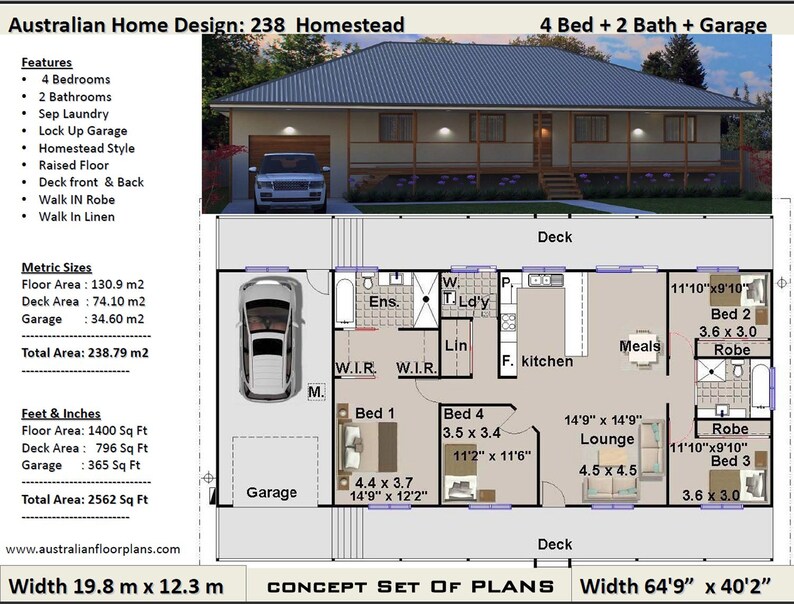 4 Bedroom House Plans Country Homestead Raised Floor 238m2 2562 Sq Foot 4 Bed Floor Plans 4 Bed Blueprints 4 Bed 2 Bath Plans