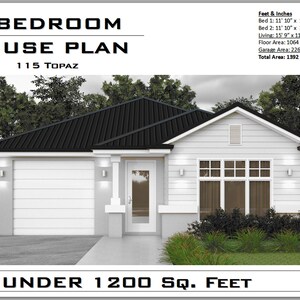 House Plans for Sale| 2 Bedroom 2 Bathroom House Plan|1064 sq.ft   small home design| Building plans| Open Concept Cozy Practical Design