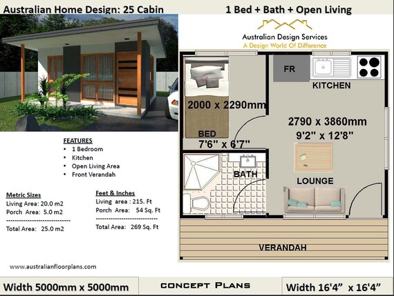 Small Cabin House Plan 25 Cabin 25 M2 269 Sq Foot 1 Bedroom Cabin Guest House Plans Small Cabins Plans Plans For Sale