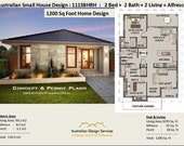 1200 sq foot house plan or 99.2 m2   | 2 Bedroom + 2 Bathroom house plan 111 SBH | Small & Tiny House Plans | Cheap Small Home Plans