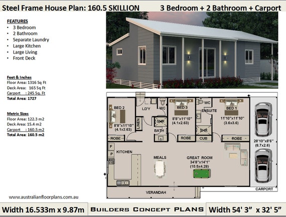 3 Bedroom House Plan Size 122 3 M2 1316 Sq Foot 3 Bed Small Tiny Home Living Skillion Roof Design Under 1500 Sq Foot House Plans