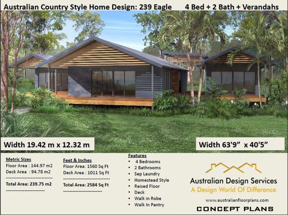 House Plan Country Style Acreage Home Design 239 Eagle 4 Bedrooms 2 Bath Rooms House Plans Sale 239m2 Or 2584 Sq Feet Pavilion Home