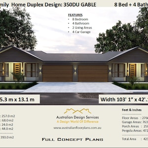 Multi Family Duplex House Plans/ 8 Bedroom Home/ modern duplex | #Multi Family  Duplex | #dual  #duplex design #Concept House Plans For Sale