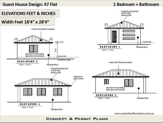 Small House Plan Guest House Design Living Area 509 Sq Feet Or 47 35 M2 1 Bed Granny Flat Concept House Plans