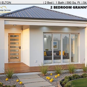 55 エルトン | 642平方フィートまたは59.74平方メートル | 2ベッドルームの住宅プラン | 小さな2ベッドルームのフロアプラン - 2ベッドルームの住宅プラン