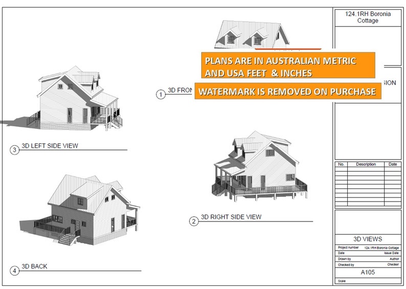 2 Bedroom Cottage house plan / Small and Tiny House Plans / Under 100 m2 or 1200 sq foot house plans / Granny Flat 26 x 36 Cottage Cabin image 8