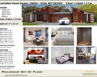 house plans 2115 Sq Ft (196 m2 ) | 5 Bedrooms duplex design | modern duplex plans | Concept Plans USA feet & Inches -Australian Metric Sizes