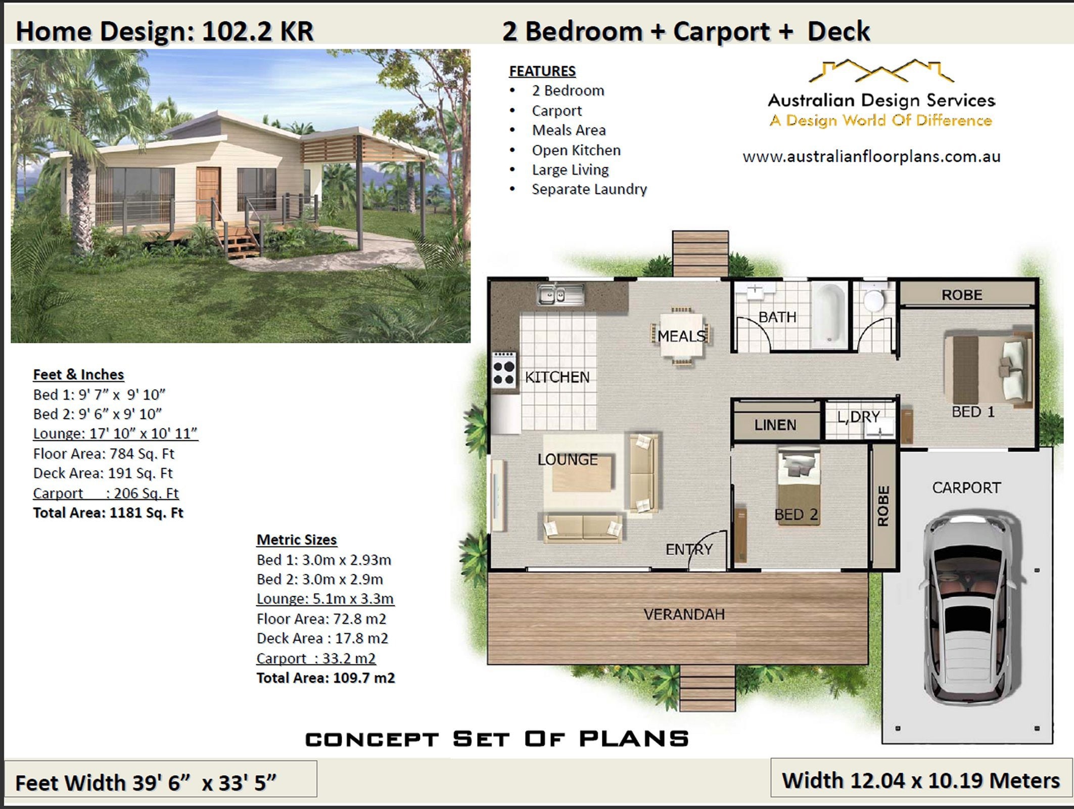 Goederen kaas Dijk 2 Bedroom Carport House Plan Living Area 1181 Sq.feet or | Etsy Hong Kong