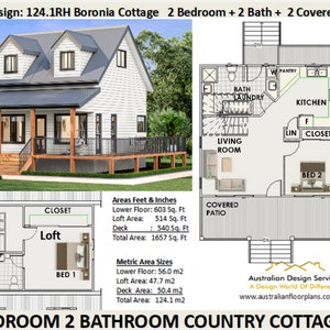 Cottage Cabin / 2 Bedroom Cottage house plan / Small and Tiny House Plans / Under 100 m2 or 1200 sq foot house plans / Granny Flat 26 x 36 image 1