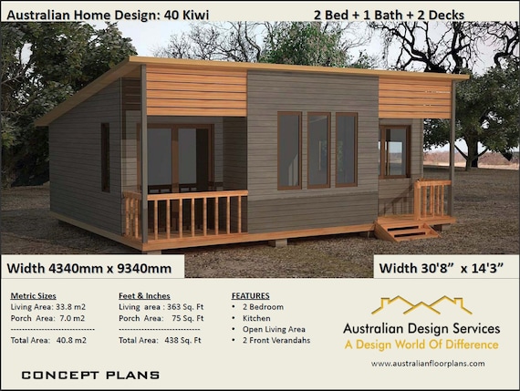 40 Kiwi 40 8 M2 438 Sq Foot Two Bedroom Concept House Etsy