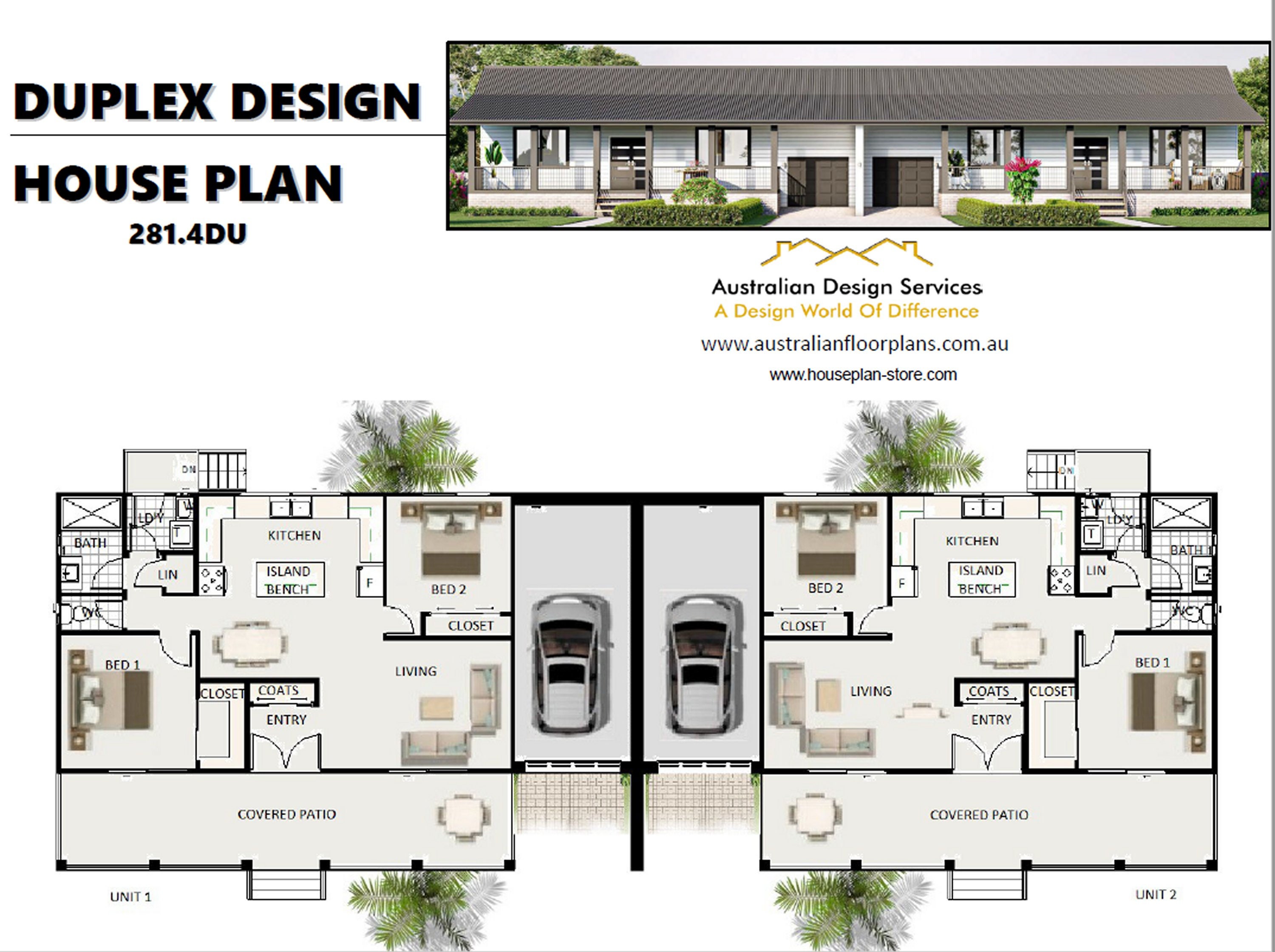 Modern Duplex House Plans | 4 Bed 2 Bath, 3030 Sq Ft (digital Download ...