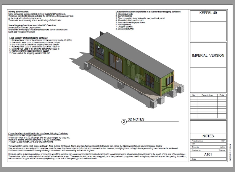 40 Foot 2 Bedroom Shipping Container Home Keppel Construction House Plans Blueprints USA feet & Inches Australian Metric Sizes Sale image 3