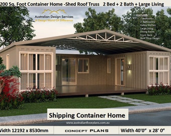 Build Plan#1200: I progetti più venduti per case in container da 1200 piedi quadrati / Progetti per case Case in container / I più venduti con 2 camere da letto